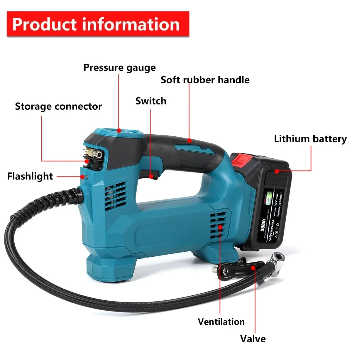 Cordless Electric Air Pump with 18V Battery