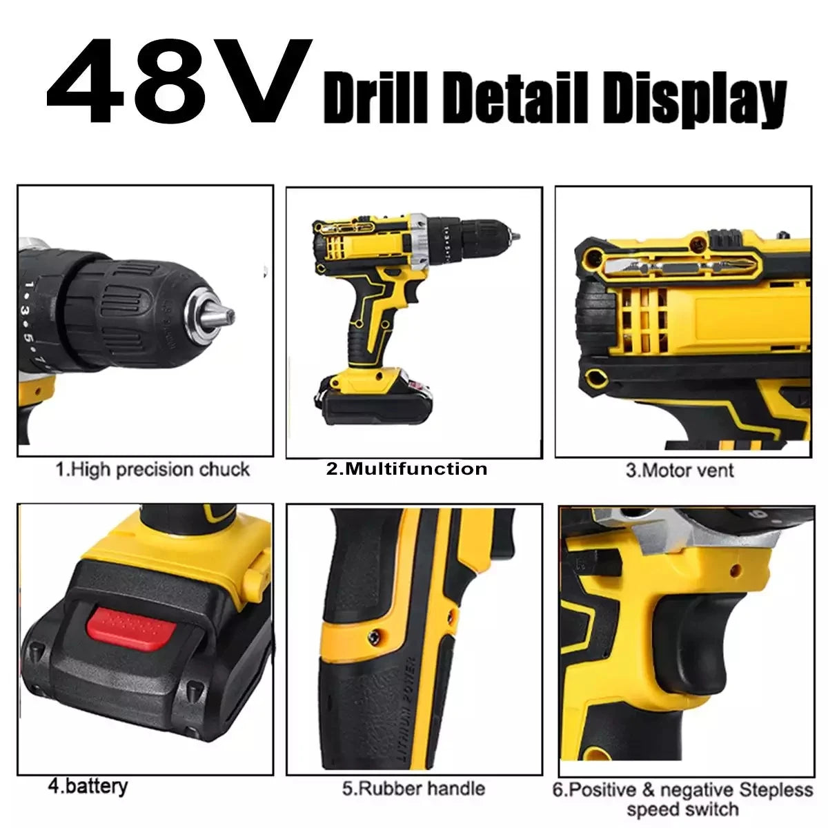 Variable 18-Speed Adjustment Impact Cordless Electric Drill